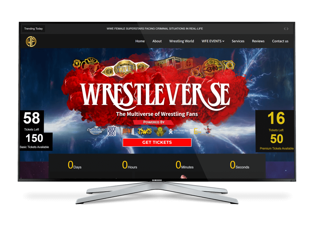 Wrestleverse Website inside a samsung tv